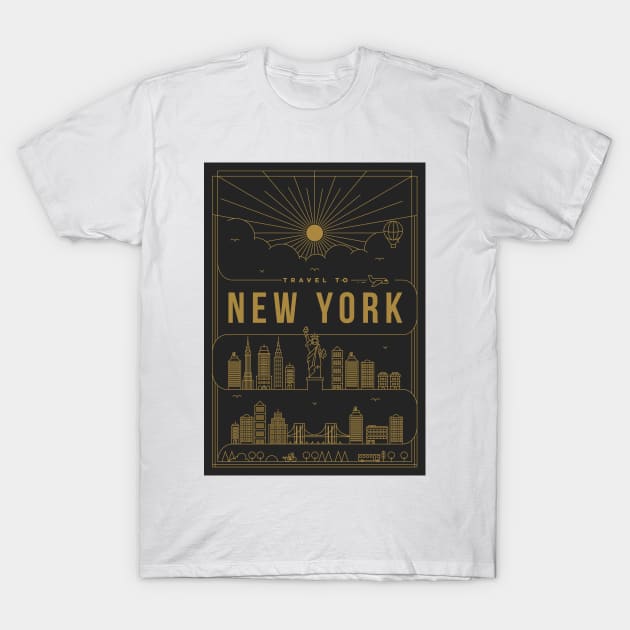 New York Minimal Lineal Poster T-Shirt by kursatunsal